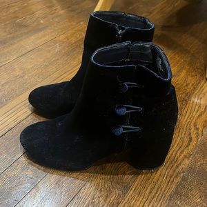 Navy Velvet Nine West Booties